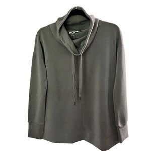 Cable and Guage Long-Sleeved Cowl Neck Top, Small, Gray